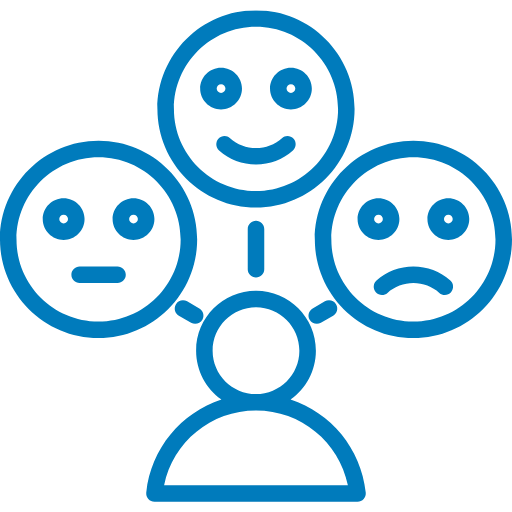 training courses icon for behaviour detection in blue graphic outline