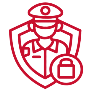 training courses icon for security guard - door supervisor in red graphic