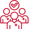 training courses icon for emergency first aid at work in red graphic outline