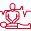 Training courses - Basic Life Support for Adults, Children and Infants in Clinical Practice (RQF) icon in red graphic outline