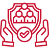 training courses icon for spectator safety in red graphic outline