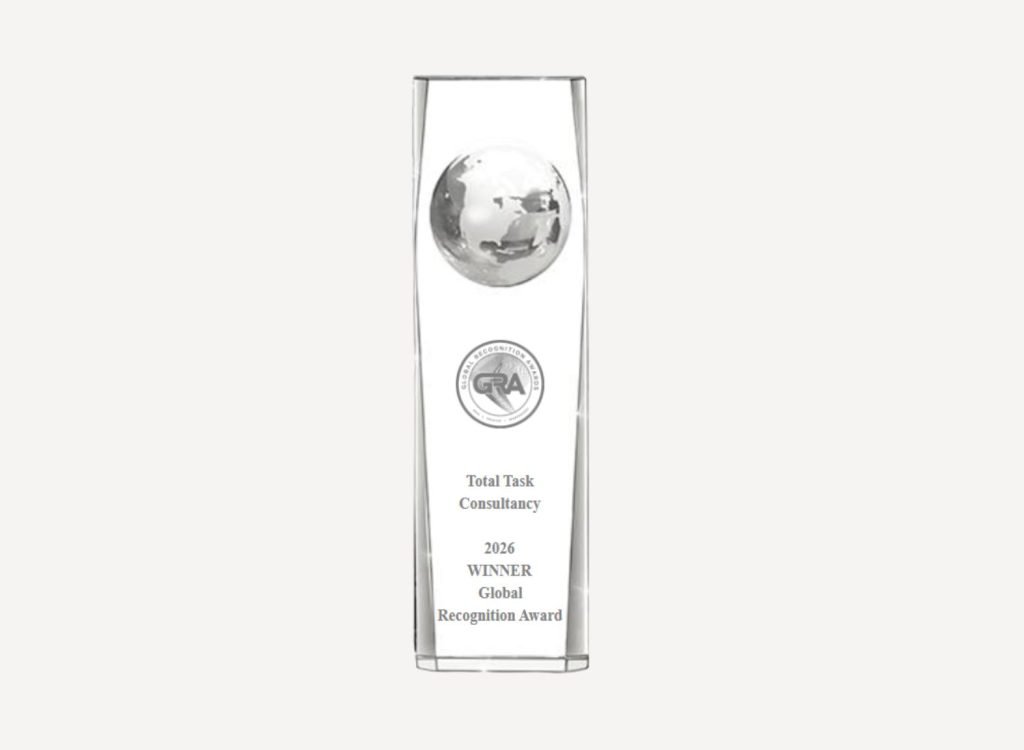 Total Task Consultancy receiving the 2026 Global Recognition Award for award-winning UK security and training excellence in Bagshot, Surrey, London, the UK and internationally